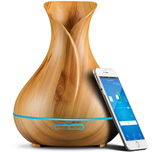 WIFI Control Smart Life Tuya Essential Oil Aromatherapy Ultrasonic Air Diffuser Humidifier (Light Brown)