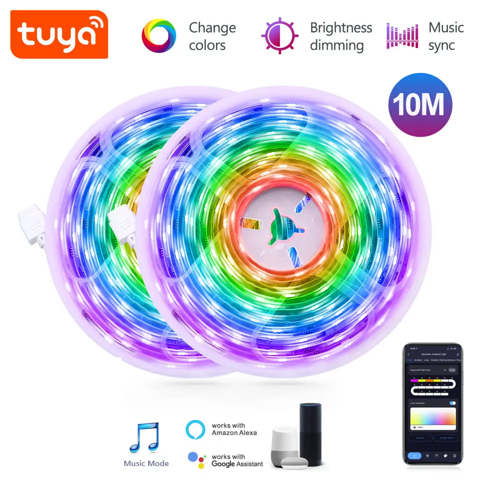 Smart Life Tuya WIFI 10M RGBIC LED Strip Light Kit w/ Remote