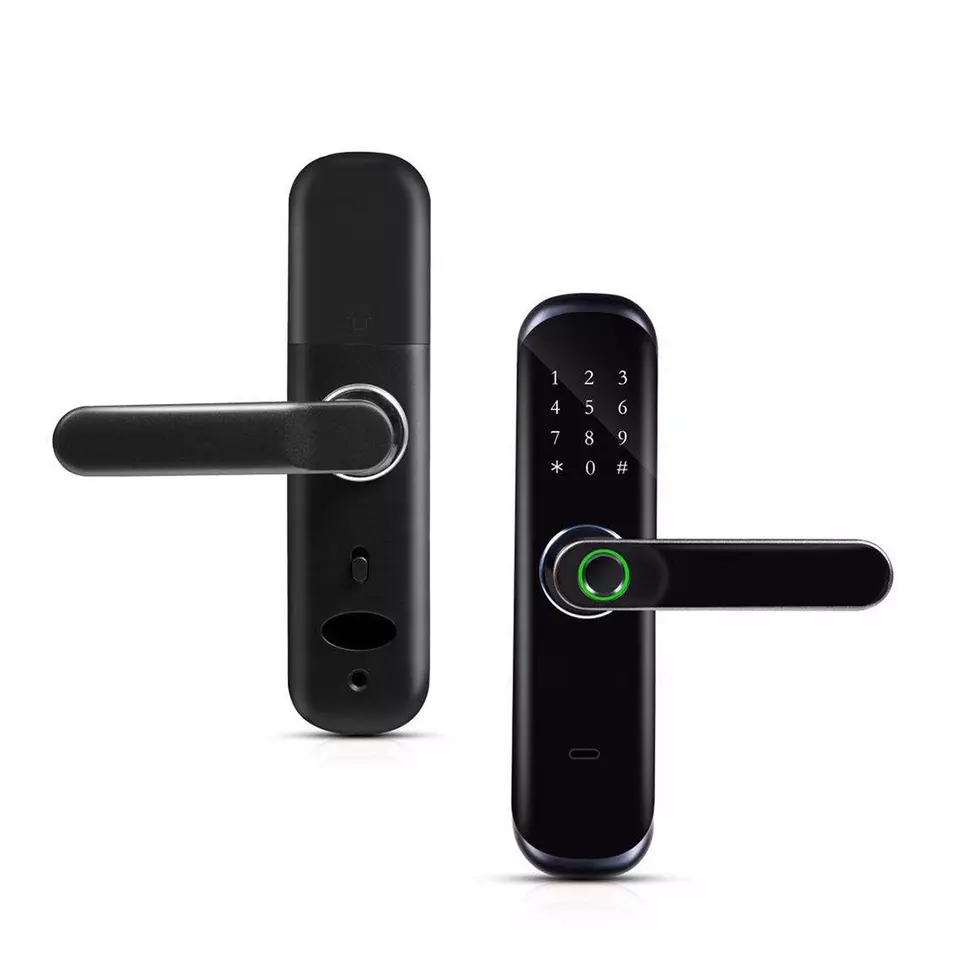 Smart Life Tuya WIFI Door Handle Fingerprint Keypad Card Lock | HR01 | Black