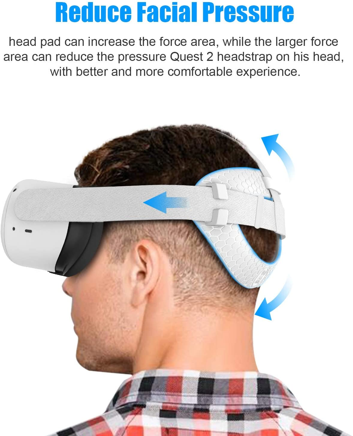 AMVR Head Back Padding, Gravity Pressure Balance Comfortable Soft TPU Pad for Oculus Quest 2 (White)