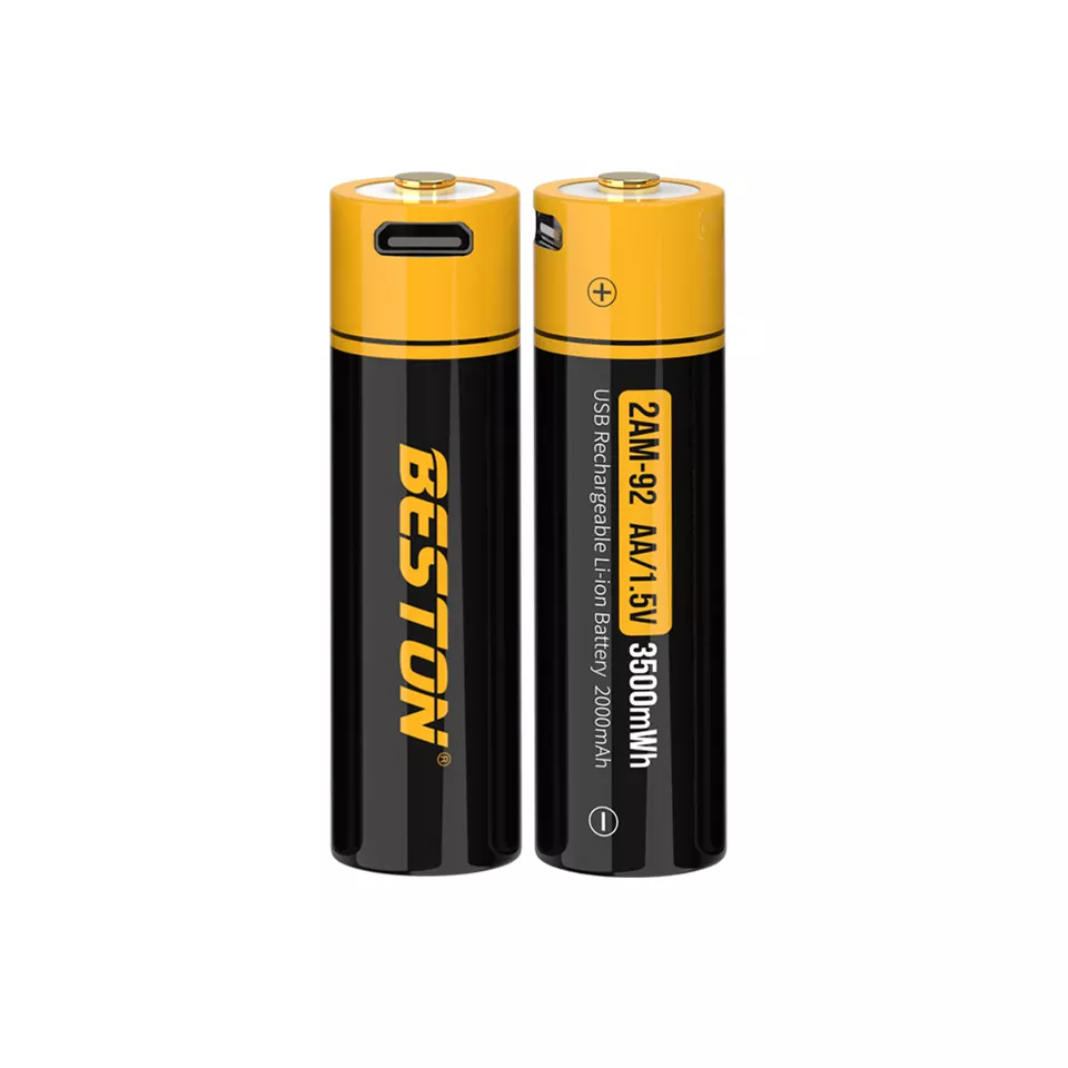 BESTON AA Micro USB Rechargeable Lithium Battery | 14500 | 1.5V | 2200mAh | 2 Pack