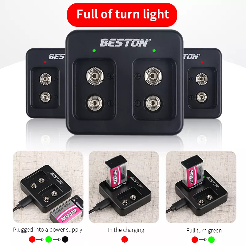 BESTON M7005 Rechargeable Lithium Battery Smart Charger for BESTON 9V Batteries | 2 Slot