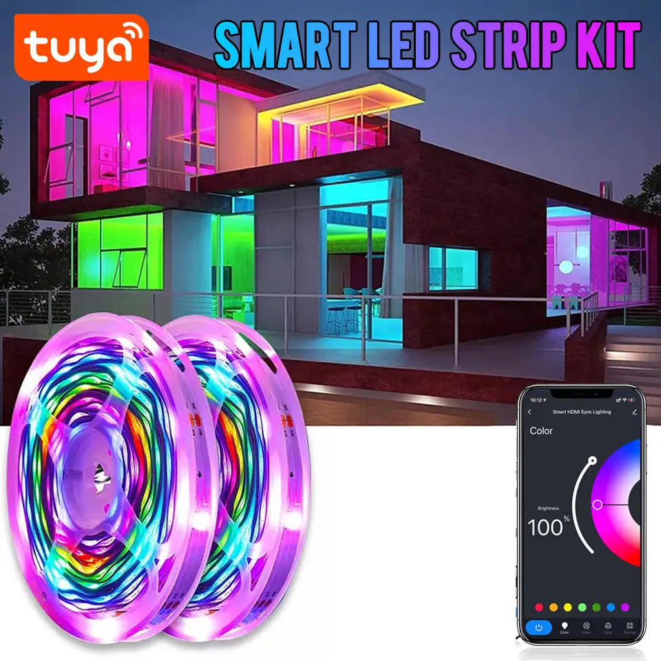 Smart Life Tuya WIFI 5M RGBIC LED Strip Light Kit w/ Remote