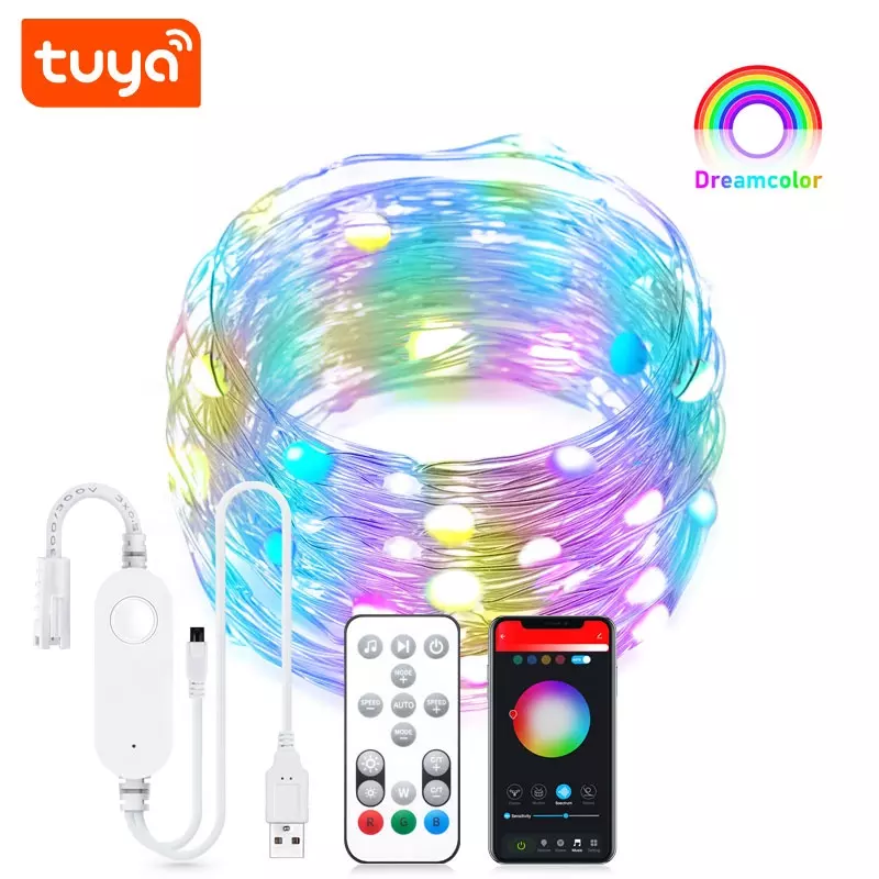 WIFI Control Smart Life Tuya 10M RGB LED String Fairy Lights