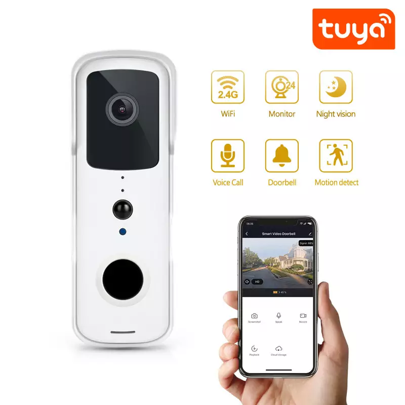 Smart Life Tuya WIFI Waterproof HD Video Doorbell w/ Indoor Chime Speaker (Black)