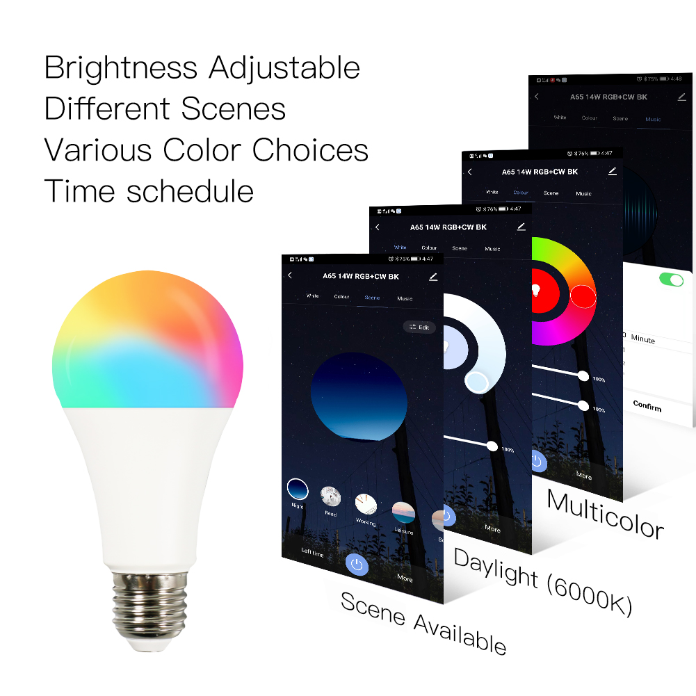 Tuya E27 LED Birne 9 Watt - Steuerung per App Smart Life - RGB CCT- 806m -  Farbwechsel - Warmweiß bis Kaltweiß