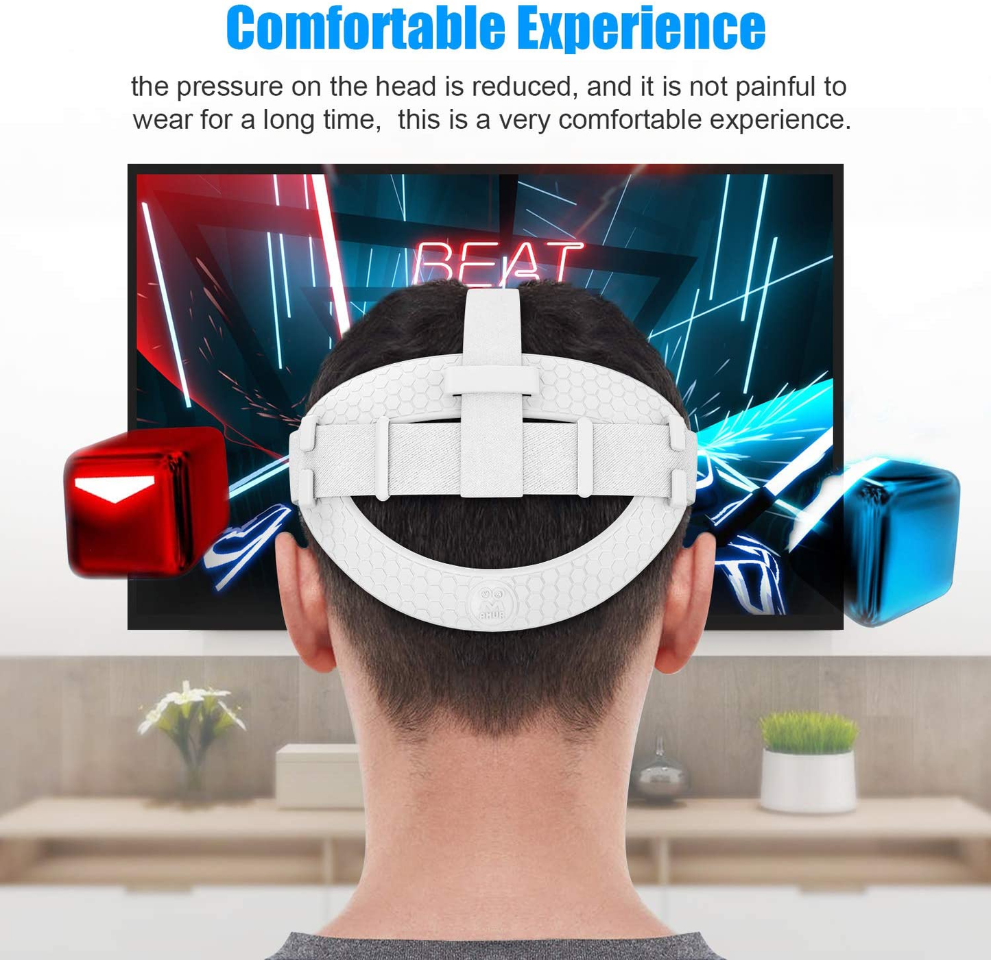 AMVR Head Back Padding, Gravity Pressure Balance Comfortable Soft TPU Pad for Oculus Quest 2 (White)