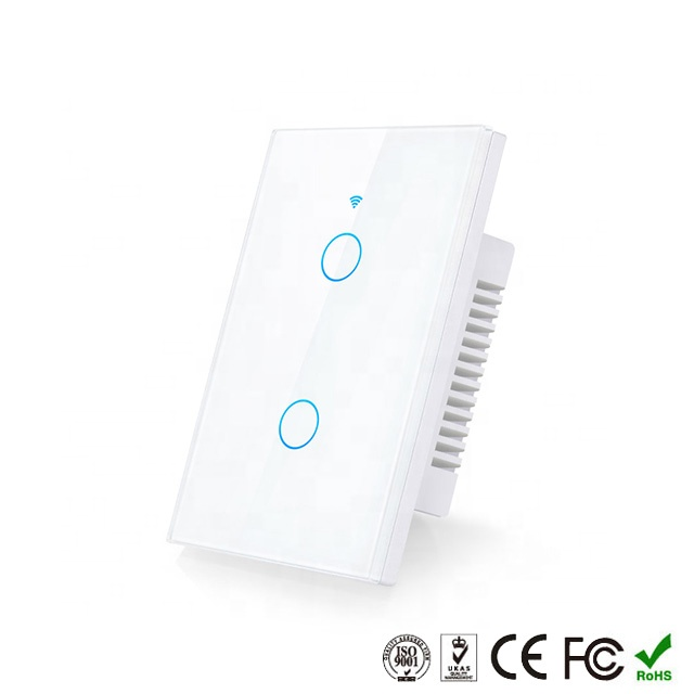 WIFI Control Smart Life Tuya 2CH US LED No Neutral Smart Switch with RF433Mhz (White)