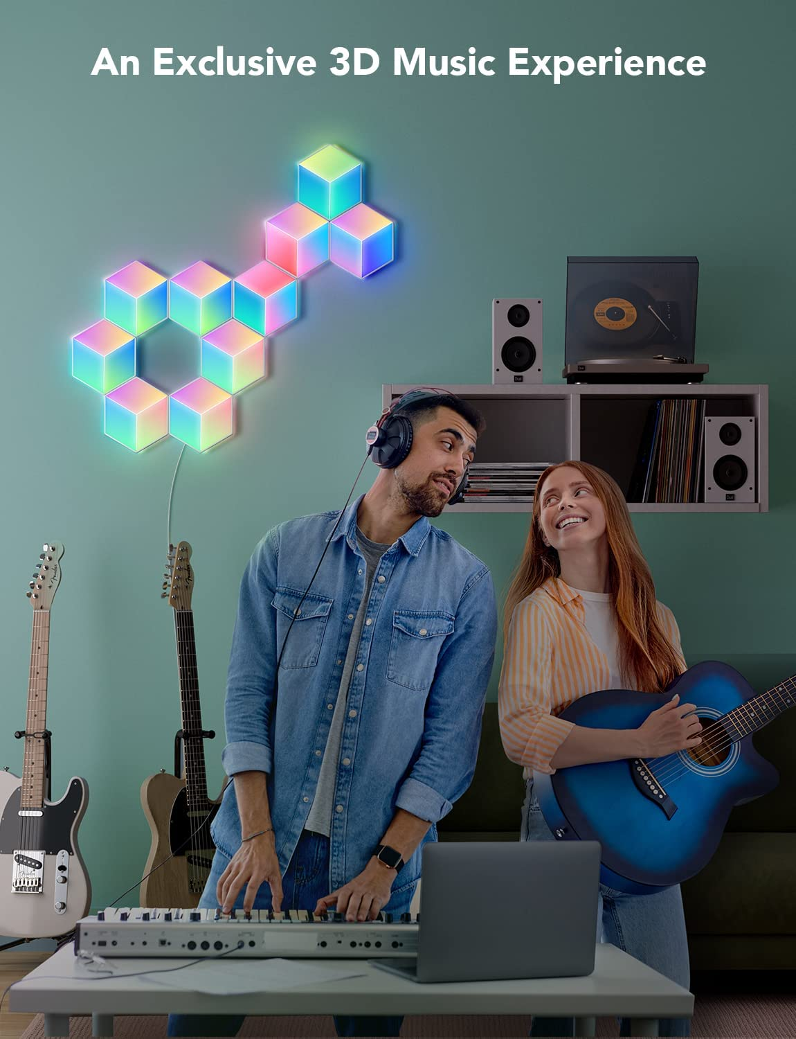 Govee Glide Hexa Pro Light Panels, RGBIC 3D Hexagon Wall Lights, Wi-Fi LED Creation Light with Music Sync, Works with Alexa Google Assistant for Living Room, Bedroom, Gaming Rooms, 10 Pack