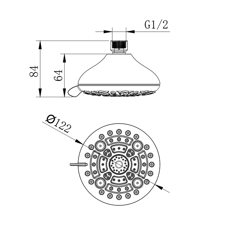 Overhead Mist Water Saving Bathroom Shower Head  (Chrome Plated)