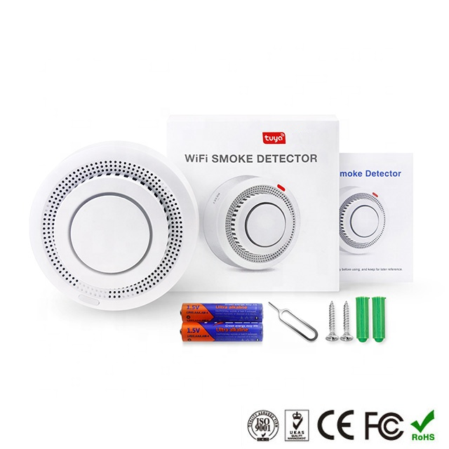 Smart Life Tuya WIFI Smoke Detector Sensor w/ 80db Alarm Sound Speaker | 3V