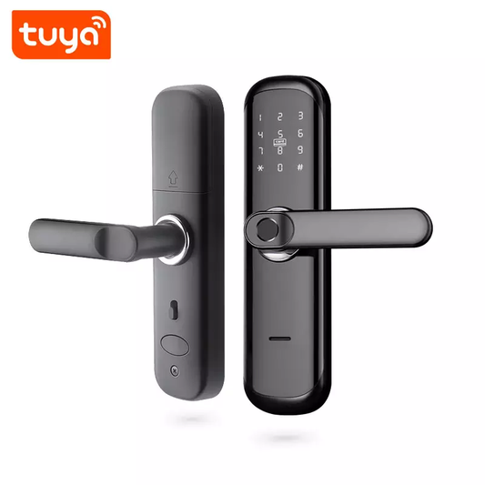 Smart Life Tuya WIFI Door Handle Fingerprint Keypad Card Lock | HR01 | Black