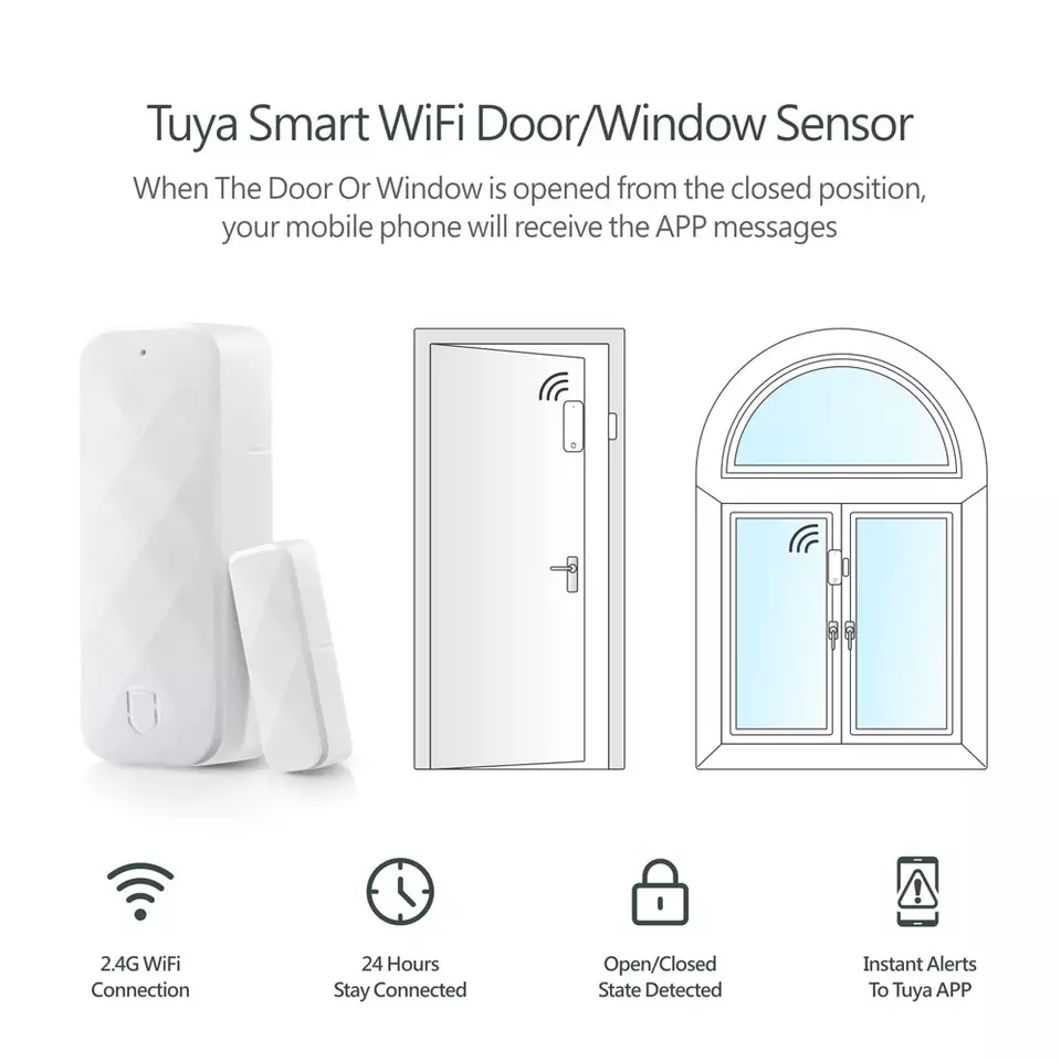 WIFI Control Smart Life Tuya Wireless Door Window with Vibration Sensor