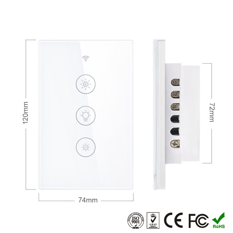 WIFI Control Smart Life Tuya US LED Dimmer Smart Switch with RF433Mhz (White)