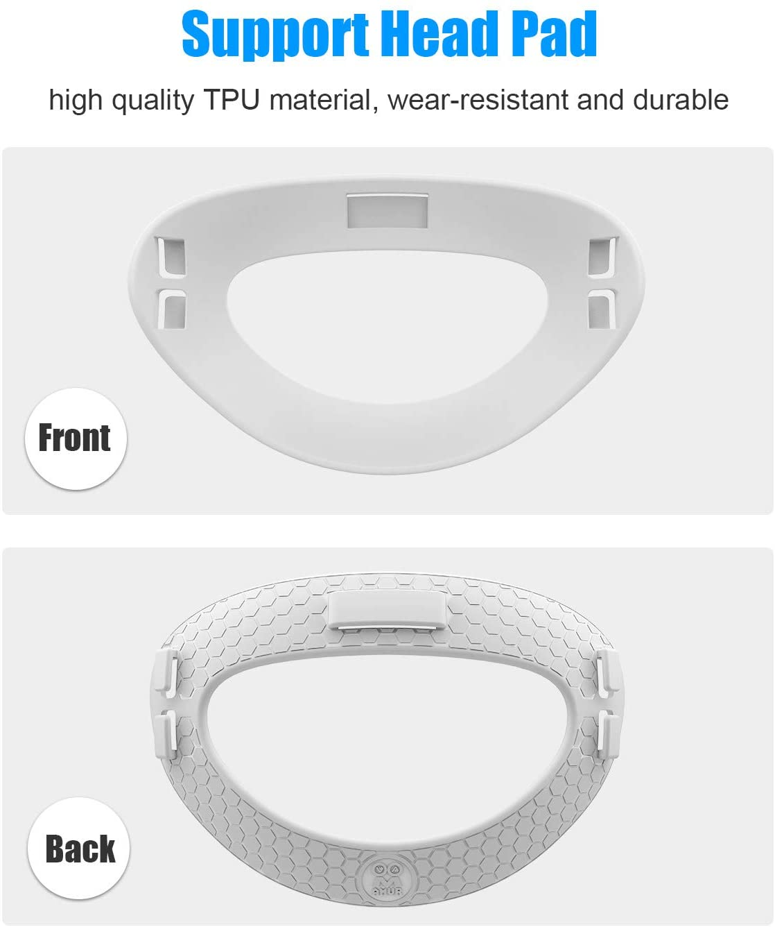 AMVR Head Back Padding, Gravity Pressure Balance Comfortable Soft TPU Pad for Oculus Quest 2 (White)