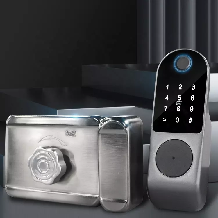 WIFI Control Smart Life Tuya Digital Fingerprint Door Handle Lock with Remote (Silver)