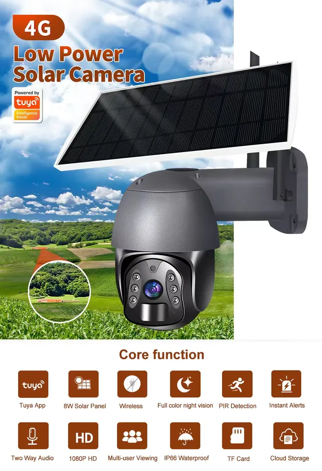 Smart Life Tuya Waterproof Outdoor Solar 3MP 4G PTZ CCTV Camera