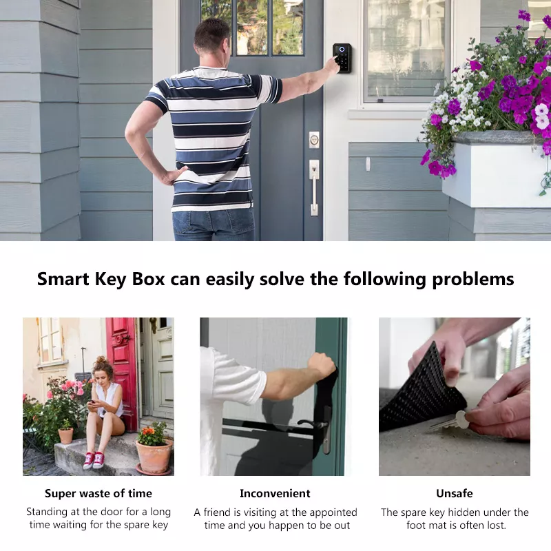 Smart Life Tuya Bluetooth Access Control Fingerprint Keypad Card Key Box (Black)