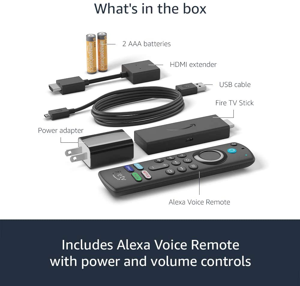 Fire TV Stick with Alexa Voice Remote (includes TV controls), HD streaming device 2021