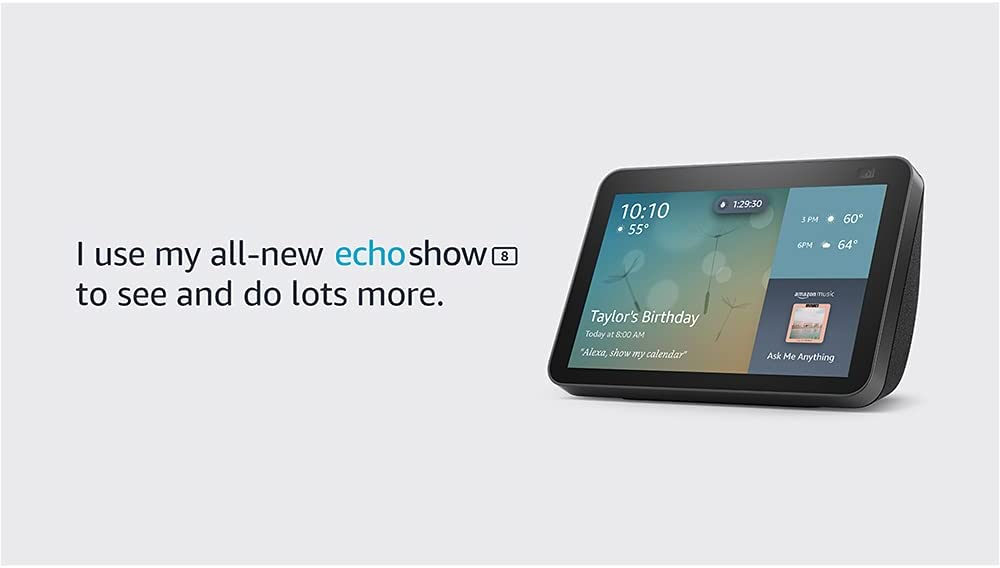 Echo Show 8 (2nd Gen, 2021 release) | HD smart display with Alexa and 13 MP camera | Charcoal