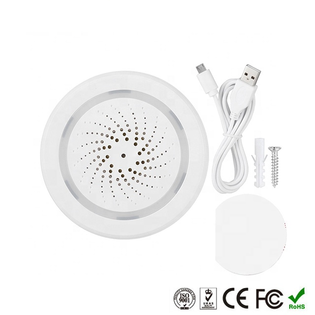 WIFI Control Smart Life Tuya 100dB Siren Alarm Sensor with Temperature and Humidity Sensor