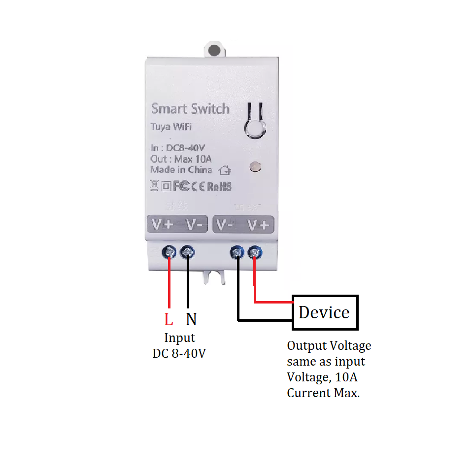 Smart Life Tuya WIFI 1CH DC8-40V 12V 24V 10A Max Active Switch Relay